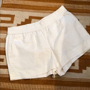 J Crew white linen elastic waistband shorts